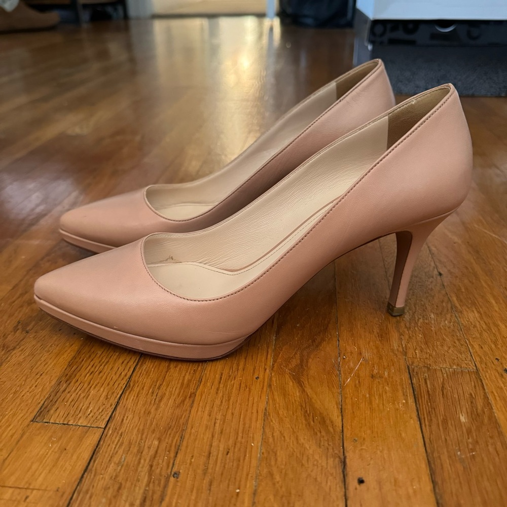Prada Nude Platform Leather Heels Pumps
